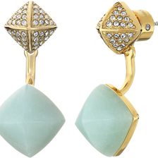 Michael Kors Blush Rush Semi Precious Pave Pyramid Stud Earrings Gold/Mint/Clear