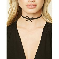 Bijuterii Femei Forever21 Faux Leather Bow Choker Blackcream