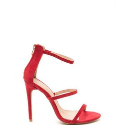 Incaltaminte Femei CheapChic Three To One Faux Suede Strappy Heels Red