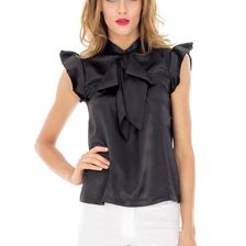 Bluza femei, neagra, din satin, Roh