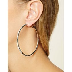 Bijuterii Femei Forever21 Rhinestone Hoop Earrings Silverclear