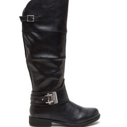 Incaltaminte Femei CheapChic Harnessed In Faux Suede Riding Boots Black