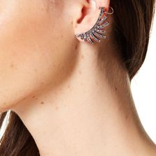 Free Press Pave Burst Stud & Crawler Mismatched Earrings HEMATITE-RHODIUM