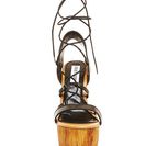 Incaltaminte Femei Steve Madden Sun-Set Wedge Sandal BLACK LEAT