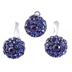 Set argint 925, cu Swarovski Elements, Chaton Ball, Tanzanite