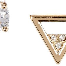 Free Press Brilliant Stone Triangle Mismatched Earrings CLEAR-GOLD