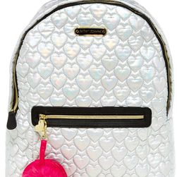 Betsey Johnson Heart Quilted Nylon Backpack GREY