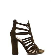 Incaltaminte Femei CheapChic Girl\'s Best Friend Caged Chunky Heels Olive
