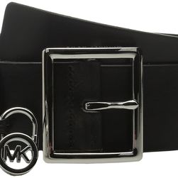 Michael Kors 44mm Veg Leather Belt with Centerbar Buckle and 7 Holes Black