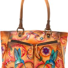Anuschka Handbags Large Shopper with Front Pockets Tan