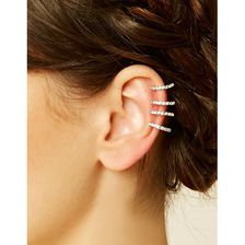 Bijuterii Femei Forever21 Rhinestone Cutout Ear Cuff Set Silverclear