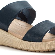 Crocs A-leigh 2-strap Mini Wedge Nautical Navy/Chai