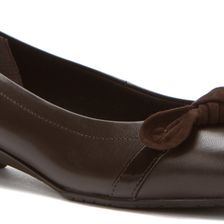 Ros Hommerson Tao Brown Kidskin/Suede/Patent Barrel Wedge