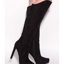 Incaltaminte Femei CheapChic Long Live Fringe Over-the-knee Boots Black
