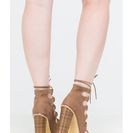 Incaltaminte Femei CheapChic Foot Notes Lace-up Chunky Heels Taupe