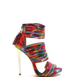 Incaltaminte Femei CheapChic Colorful Character Geometric Print Heels Multi