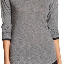 Marc New York Striped Long Sleeve Cold Shoulder Tee BLK LT GRY