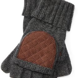 Ralph Lauren Convertible Quilted Mittens Charcoal Heather/Coffee