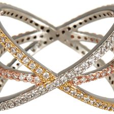 14th & Union Tri-Tone Crisscross Pave Ring - Size 8 GLD-SLV-RS