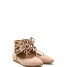 Incaltaminte Femei CheapChic Point It Out Laced Faux Suede Flats Nude