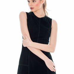 Rochie neagra, retro, din catifea, Roh