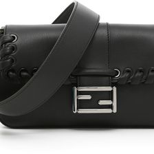 Fendi Calfskin Baguette Bag NERO+RUTENIO BLACK