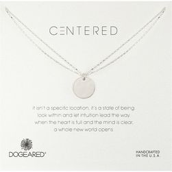 Dogeared Centered Large Circle Charm On Double Chain Necklace Sterling Silver