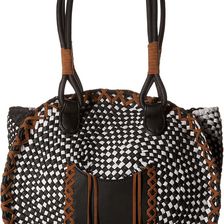 San Diego Hat Company BSB1562 Color Block Tote Bag with Faux Leather Handles Black/White
