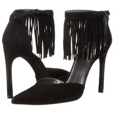 Stuart Weitzman Fringelica Black Suede