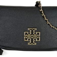 Tory Burch Britten Black Leather Clutch - Black N/A