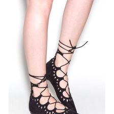 Incaltaminte Femei CheapChic Finders Keepers Pointy Lace-up Flats Black