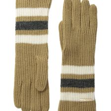 Michael Kors Fisherman Rugby Multicolor Long Gloves Dark Camel/Cream/Derby
