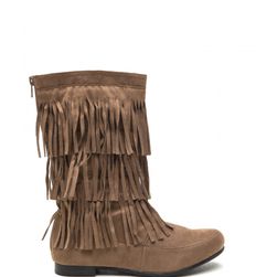 Incaltaminte Femei CheapChic Fringe Swap Faux Suede Boots Taupe