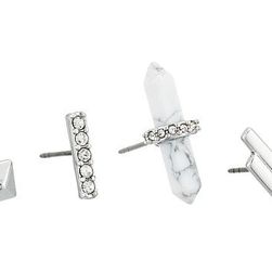 Bijuterii Femei Rebecca Minkoff Raw Crystal Set of Four Earrings Imitation Rhodium with Howlite