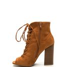 Incaltaminte Femei CheapChic Change Of Pace Lace-up Peep-toe Booties Whisky