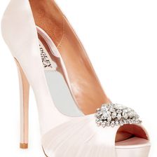 Badgley Mischka Petal Embellished Pump PINK SATIN