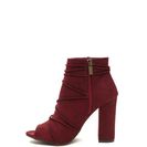 Incaltaminte Femei CheapChic Easy Strut Lace-up Faux Suede Booties Burgundy
