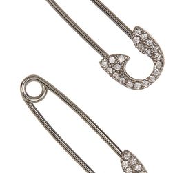 Free Press Pave Safety Pin Earrings CLEAR-RHODIUM