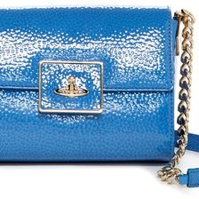 Vivienne Westwood Foldover Flap Leather Crossbody blue