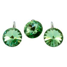 Set Argint 925 cuSwarovski Elements, Peridot, 14 mm