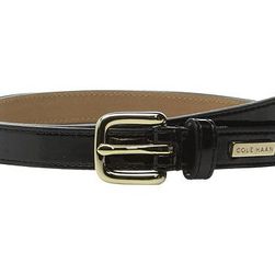 Accesorii Femei Cole Haan 25mm Patent Belt with Cole Haan Logo Plaque Under Tab Black