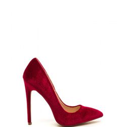 Incaltaminte Femei CheapChic Head To Toe Pointed Velvet Pumps Red