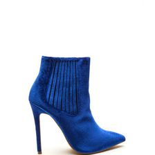 Incaltaminte Femei CheapChic Sleek Attack Pointy Velvet Booties Blue