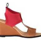 Incaltaminte Femei MM6 Maison Martin Margiela T-Strap Leather Wedges CamelRedBlack