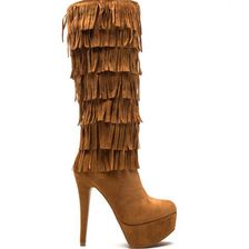 Incaltaminte Femei CheapChic Fringe Worthy Faux Suede Platform Boots Chestnut