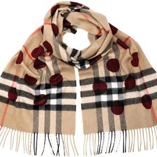 Burberry Classic Cashmere Scarf in Check and Dots - Plum N/A