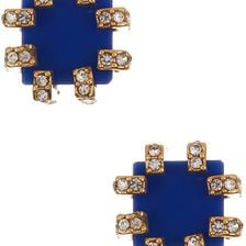 Trina Turk Stud Pave Detail Earrings GOLD PL-DK BLUE