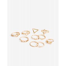 Bijuterii Femei CheapChic Geo Lust 10pc Skinny Ring Set Met Gold