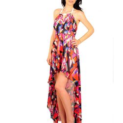 Rochie multicolora, din voal imprimat, Free to Party, RVL