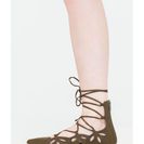 Incaltaminte Femei CheapChic Share The Love Lace-up Cut-out Flats Olive